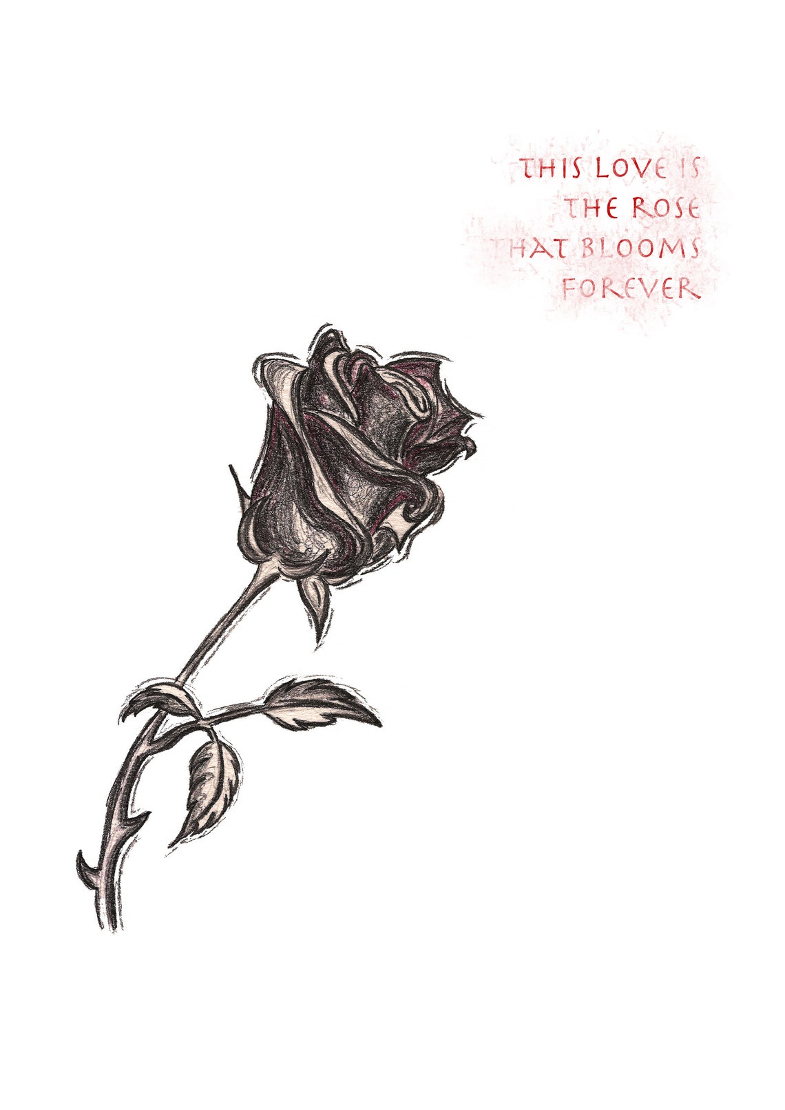 Rose and Love Quote Art Print Hand Drawn Wall Art Love Etsy