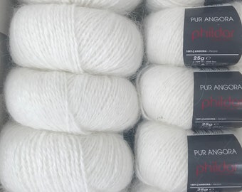 Angora yarn, Angora rabbit yarn, A pack of 10, A pack of 5, Pur Angora Ivoire, Luxury knitting yarn, Angora knitting, Super sale