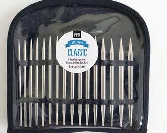 Interchangeable metal knitting needle set