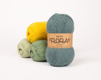 Alpaca wool, DROPS FLORA, Sock yarn,Fingering yarn, Budget yarn, Knitting yarn