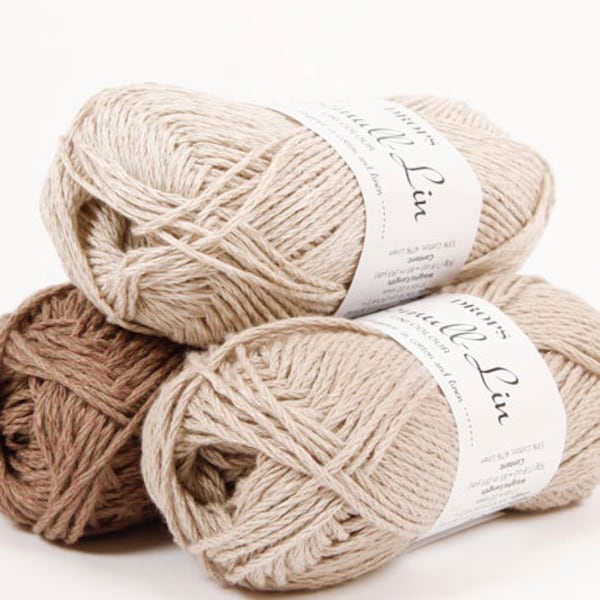 Cotton linen yarn BOMULL LIN - DROPS yarn - in natural colors