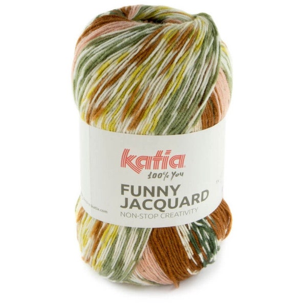 Une balle pour un pull enfant, 7 oz 700 yards, fil de pull auto-rayé, fil acrylique, KATIA FUNNY JACQUARD col. 300, fil de poids sport