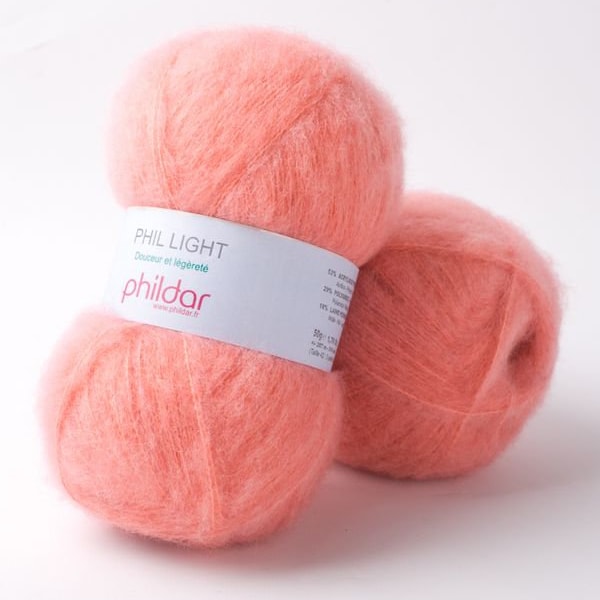 Phil Light by Phildar, Many colors, Wool blend yarn, Lace yarn, Mohair yarn, Carry along yarn