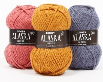 DROPS ALASKA worsted knitting yarn, Natural fiber wool, Soft pure wool yarn