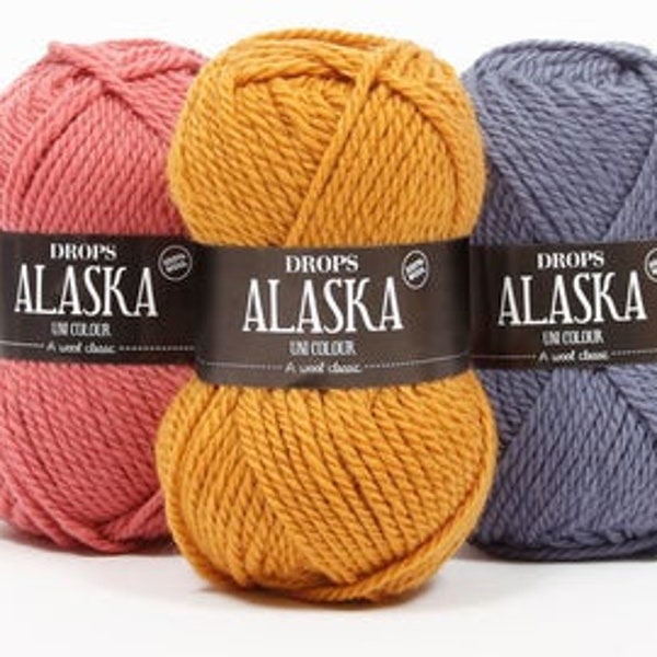 DROPS ALASKA worsted knitting yarn, Natural fiber wool, Soft pure wool yarn