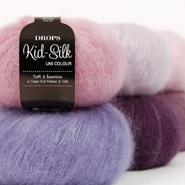 Fil de mohair, mohair de soie, kid mohair, fil de dentelle, fil de soie mohair, fil à tricoter, fil de laine, DROPS KID SILK