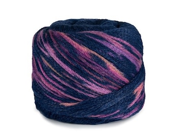 Self-Striping Merino Wool Blend Yarn, Blue Purple Pink, 820 yards