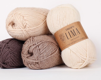 Alpaca blend wool, DROPS LIMA, Natural wool, DK Knitting yarn, Soft yarn