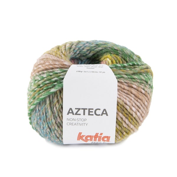 Fil à tricoter mélange de laine, 3,5 oz/197 yards, 100g/180m, Fil dégradé auto-rayé, Katia AZTECA col. 7888, Fil d’Aran