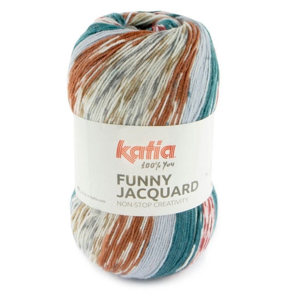 Une balle pour un pull pour enfant, 7 oz 700 yards, fil de pull auto-rayé, fil acrylique, KATIA FUNNY JACQUARD col. 303, fil de poids sport