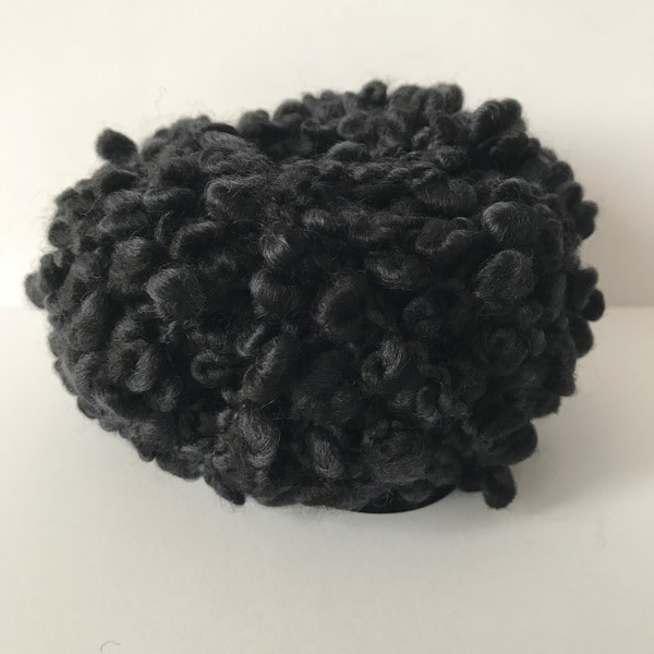 Black yarn, Effect yarn, Boucle merino knitting yarn, Chunky wool, Italian merino wool, Yarn for quick knits, GLAM