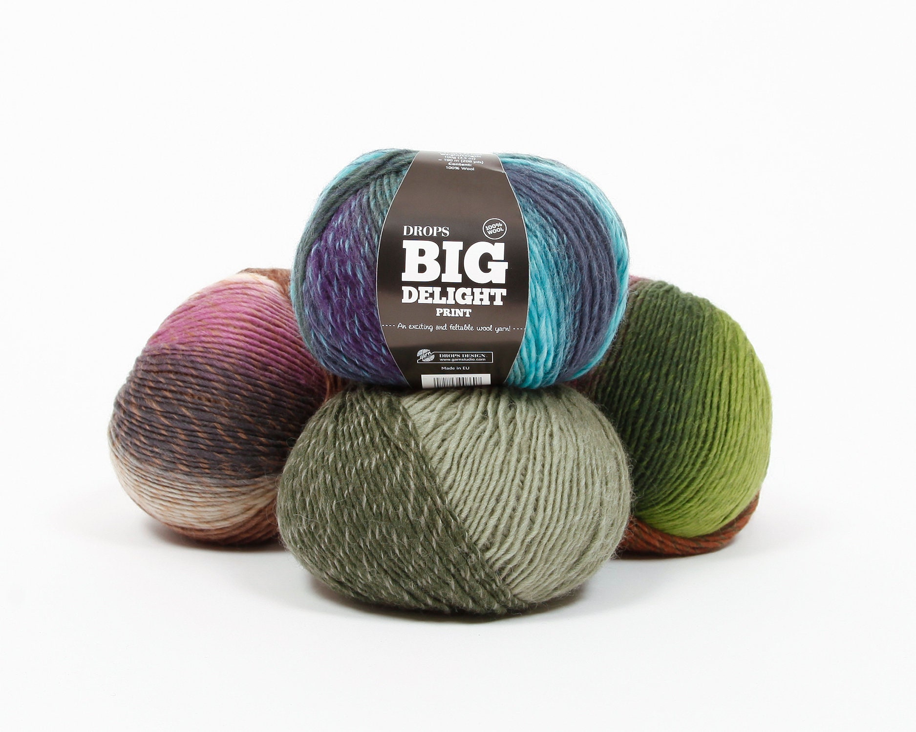 Pure wool yarn, Self striping natural wool, Organic wool, DROPS big delight