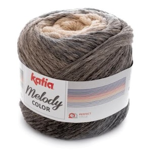 Art yarn,  Merino wool, KATIA MELODY COLOR, Gradient yarn, Self-striping yarn, Chainette yarn, Fair isle yarn,  Sweater yarn, Yarn for shawl