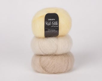 DROPS Kid-Silk Mohair Yarn – Airy Soft Lace for Shawls, Sweaters