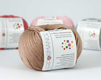 Soft Mercerized Cotton Yarn, Sport Weight, 50g/125m