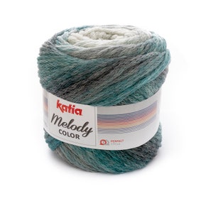 Art yarn,  Merino wool, KATIA MELODY COLOR, Gradient yarn, Self-striping yarn, Chainette yarn, Fair isle yarn,  Sweater yarn, Yarn for shawl