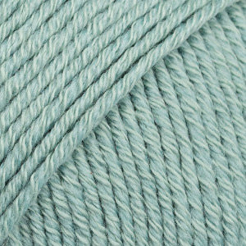 May include: A skein of light blue yarn.
