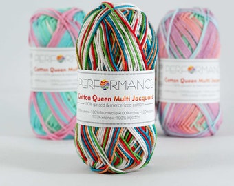 Hilo deportivo de algodón multicolor, 50 g para tejer y crochet