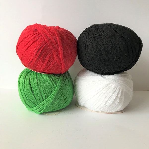 Tape cotton yarn , Christmas colors, Bulky yarn, Knitting yarn,  Crocheting yarn , Thick yarn