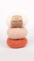 DROPS Brushed Alpaca Silk knitting yarn, 20 shades, 67% baby alpaca and mulberry silk, soft and fluffy, 25g/0.88 oz., Yarn sale product logo