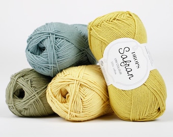 DROPS Safran Egyptian Cotton Yarn, Sport Weight, Solid Colors