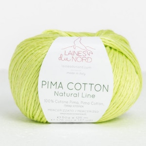 Pima cotton yarn, Knitting yarn, Natural knitting yarn, Natural Line in 10 colours, Crocheting yarn, Lustrous yarn, Premium quality