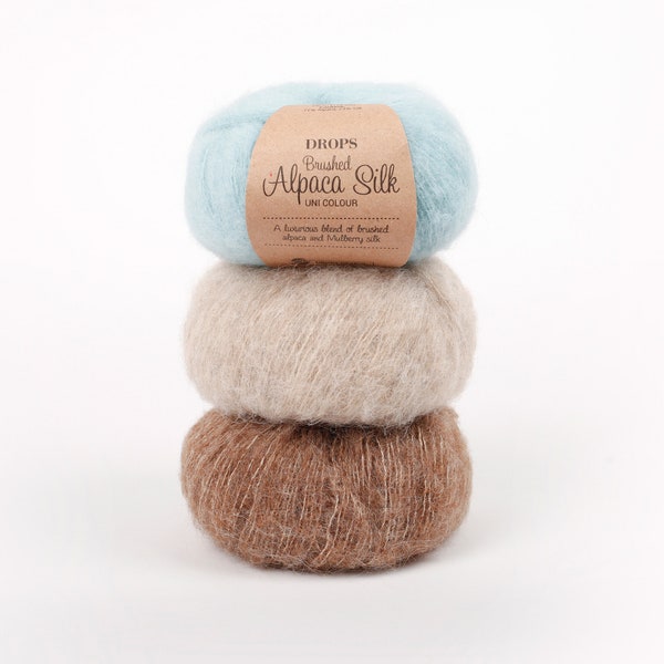 Choisissez vos 6 pelotes de soie d'alpaga brossée, solde, laine à tricoter, 67 % baby alpaga et soie de mûrier, douces et duveteuses, 25 g/0,88 oz.