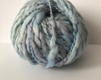Pastel blue yarn, Chunky pure wool, Multi color merino yarn, FIORDO