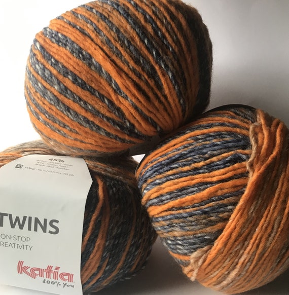 Chunky Yarn, 4 Colors, 5 1/3 Oz./295 Yards, Soft Wool Blend Yarn, Aran  Weight, Knitting Yarn, Self-striping Yarn , KATIA TWINS 