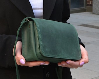 green leather women purse, leather shoulder bag, slouchy crossbody bag, cross body personalized bag, leather handbags womens,Christmas gift