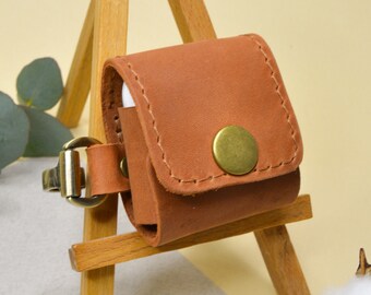 Personalized leather AirPods 1 and 2 case cute - Handmade AirPod cover for gift