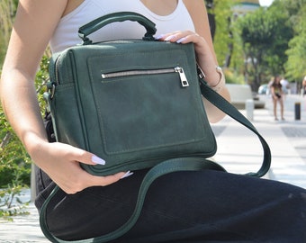 green handbags,leather crossbody bag woman, leather purse, crossbody purse, bridesmaid crossbody bags, shoulder bags,gift bags,weekender bag