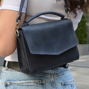 Bolso de hombro de cuero para mujer, bolsos de cuero para mujer, bolso bandolera azul hecho a mano, bolso bandolera, bolso de diseñador, regalo personalizado
