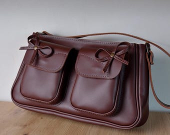 Borsa a tracolla in pelle stile coquette, borsa da donna, borsa elegante fatta a mano stile y2k, regalo per ragazza, tasca con fiocchi, graziosa borsa per tutti i giorni