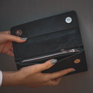 portefeuille minimaliste en cuir pour femme, porte-cartes personnalisé pour elle, cadeau de Noël, cadeau d'anniversaire, portefeuille fait main, portefeuille enveloppe pour espèces