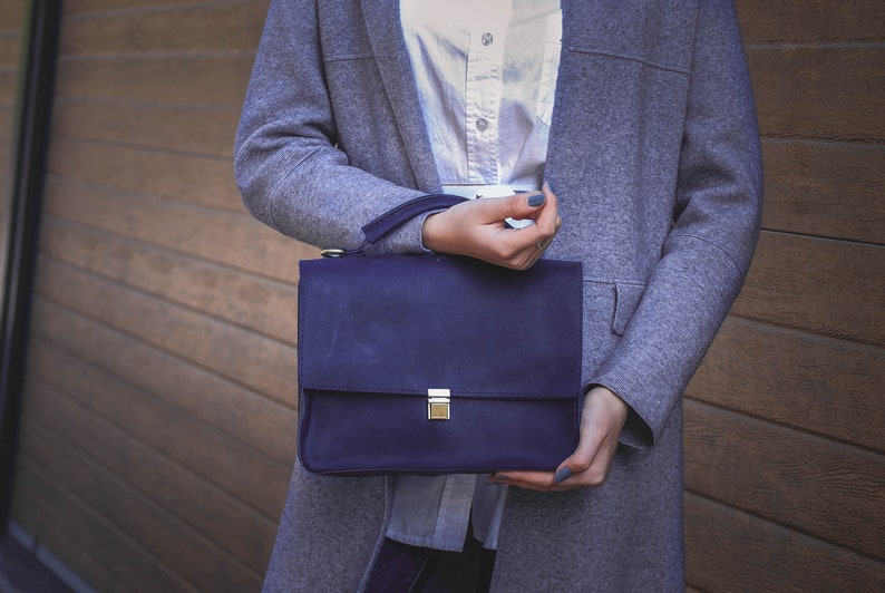 large handmade leather crossbody messenger bag, personalized leather cross body bags for women, dark leather shoulder bag, leather handbags Blue