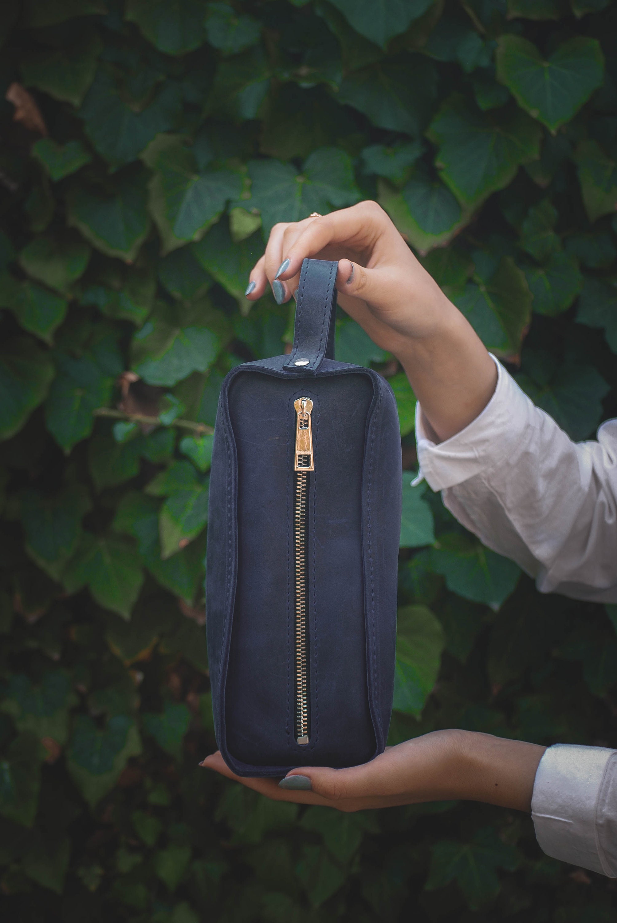 Leather Cosmetic Bag Leather Dopp Kit Toiletry Bag Women Etsy