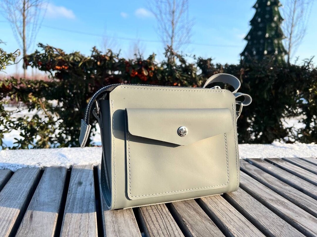 Gray Leather Crossbody Bags for Women Holiday Gift Handmade Etsy