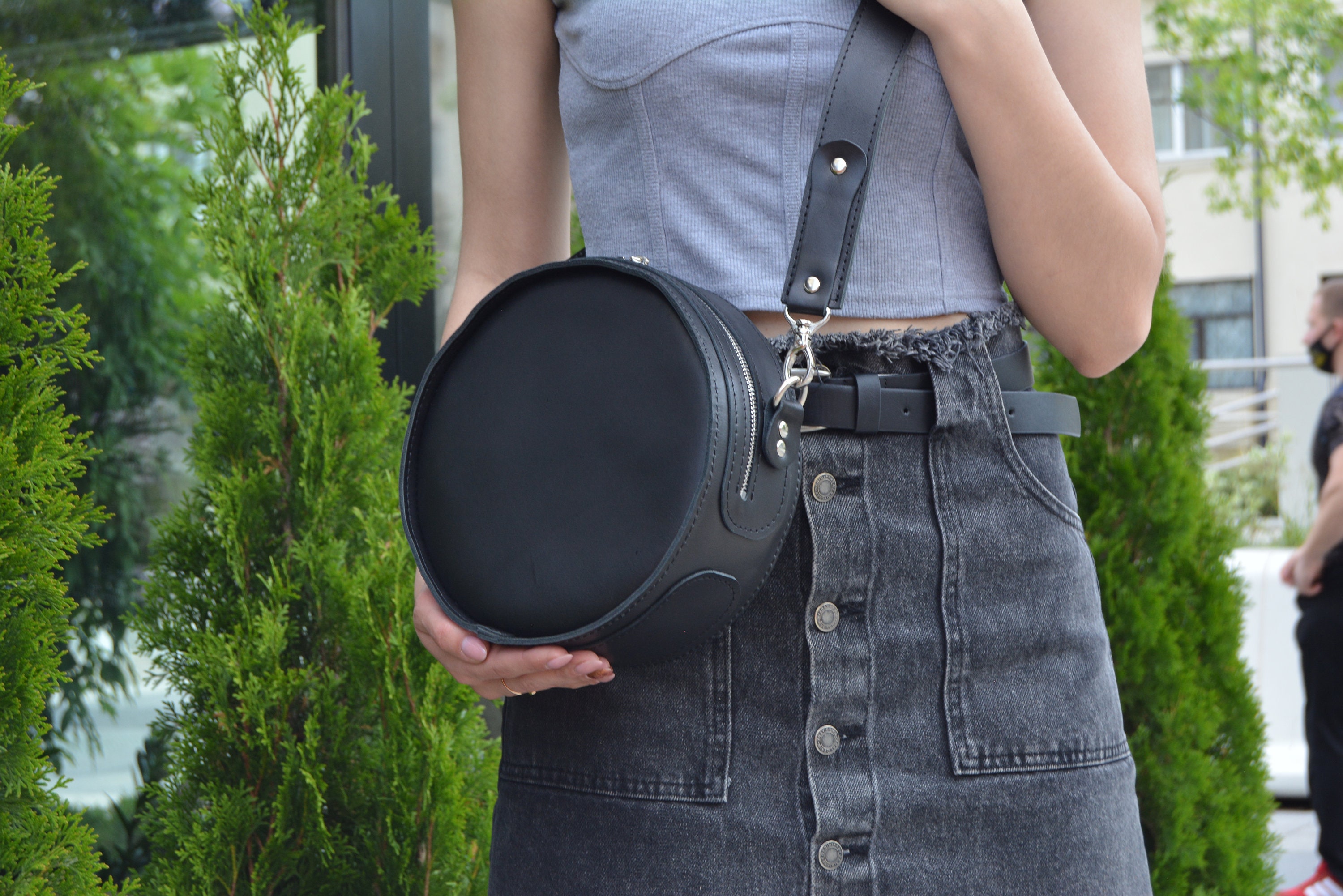 Round Leather Bag Round Bag Circle Leather Bag Gift Bags - Etsy