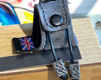 Handcrafted Viking / Norse Inspired Micro Pouch  Leather Key Ring Holder.