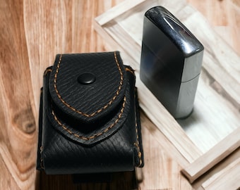 Handmade Leather Zippo Lighter Case Pouch with belt loop. Lined or Unlined.