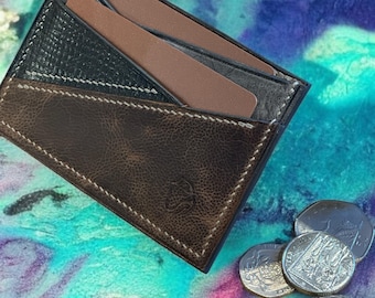 Handcrafted  Leather  “Patchwork” Card / Cash Modern Style Wallet, Card Holder