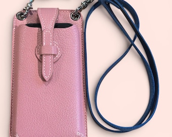 Full Grain Handcrafted  Leather Crossbody Phone Sleeve / Case