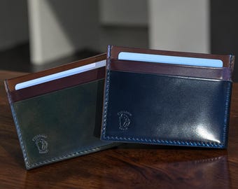Handmade Horween Shell Cordovan Card Wallet / Slip in 5 colours.