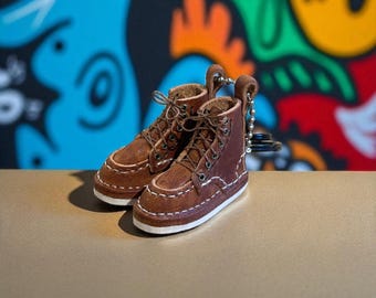 Mini Redwings Moc Toe  Style Boots in Horween “English Tan” key ring key chain bag hanger
