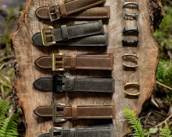 Custom Leather Watch Strap with Choice of Buckle