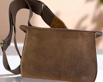 Handmade Suede & Nubuck Leather Depeche / Pochette / Man-Bag