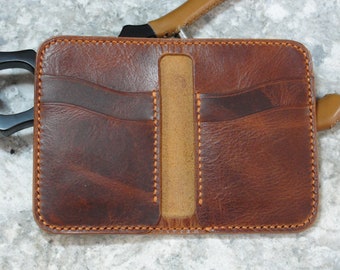 Handmade Italian Leather Bifold Wallet, Full Grain Slim Mens Card and Cash Holder, Modern Minimalist Wallet, Gift for Him