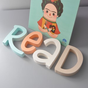 Read Wooden Letters  Nursery Wall Decor - Pastel colorful letters - Best gift for kids room