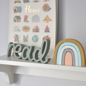 Read Wooden Sign Nursery Wall Decor Sage color imagem 3